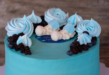 beautiful cake for the ceremony of baptism of the baby