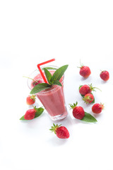 strawberry fresh sweet smoothies in a glass