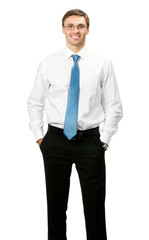 Smiling businessman, over white