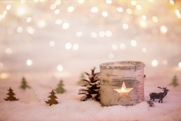 Teelicht in Schnee, hintergrund