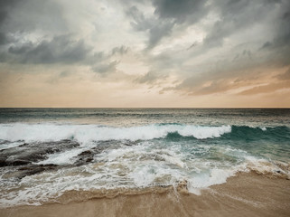 Beautiful Tropical Sea view under sunset sky at Sri Lanka beach