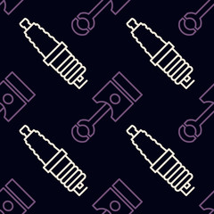 Seamless pattern with line car service icons for your design