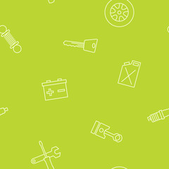 Seamless pattern with line car service icons for your design