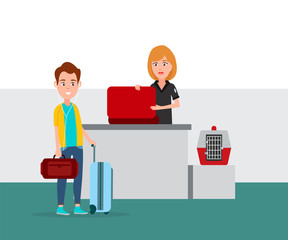 Airport Baggage Security Check Vector Illustration