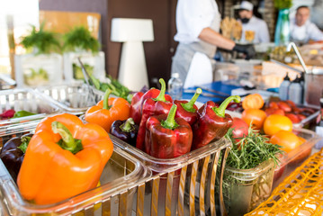 Fresh pepper and other vegetables at the marketplace