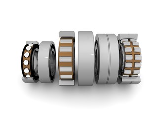 the image of bearings of different types, each type of bearing in section, to illustrate his...
