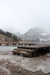 frozen lake in the Swiss mountains