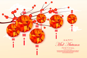 Chinese Mid Autumn Festival design. Chinese wording translation: Mid Autumn. Chinese moon cake festival. Stamp: Blessed Feast
