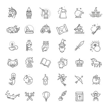 Simple Set of Fantasy Related Vector Line Icon