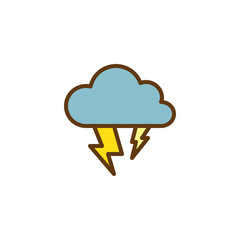 Heavy thunderstorm filled outline icon, line vector sign, linear colorful pictogram isolated on white. Cloudy lighting weather symbol, logo illustration. Pixel perfect vector graphics