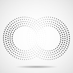 Abstract halftone sign of infinity. Vector logo, design element