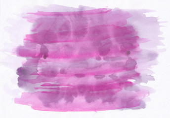 Pink and purple stained horizontal  watercolor  gradient  hand drawn  background. 
