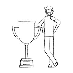 beard man standing with trophy business