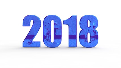 Date of 2018 for calendar, on a white background blue and rust, the idea for calendars, the concept of past, present and future. 3D rendering