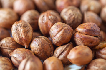 Hazelnuts. Peeled Raw Hazelnuts. Fresh organic Nuts. Raw nuts