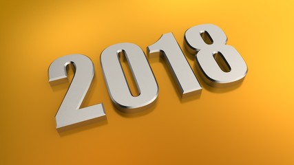 Date of 2018 for calendar, metal numerals, brushed metal background banking gold and silver figures without damage. The idea for the calendar and the new year holiday. 3D rendering