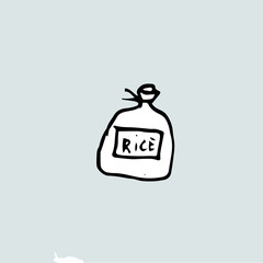 bag of rice, a pencil drawn, hand drawn template
