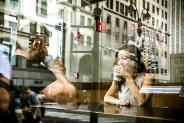 Couple in a bar outdoors - Powered by Adobe