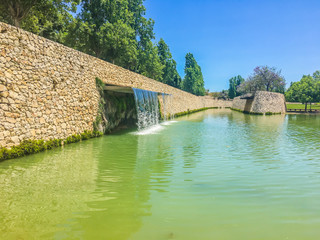 waterfall in a lake landscape view