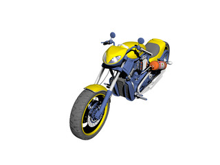 Blau gelbes Motorrad 