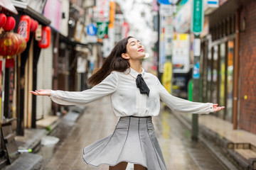 Young japanese girl outdoors