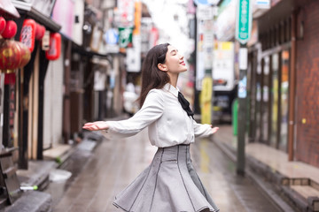 Young japanese girl outdoors