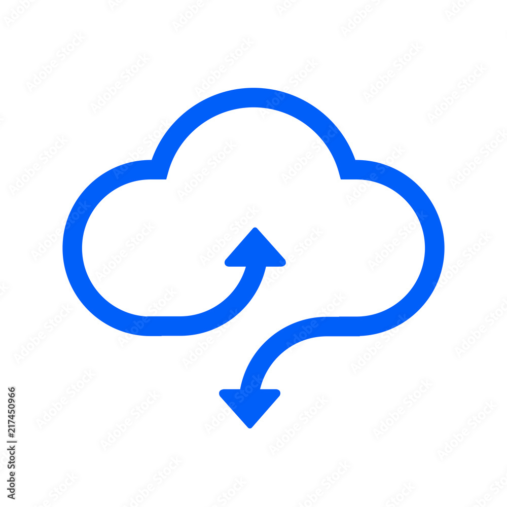 Poster Download and upload vector icon. Flat sign for mobile concept and web design. Cloud with arrow up and down simple solid icon - stock vector