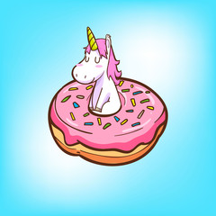 cute unicorn and donuts
