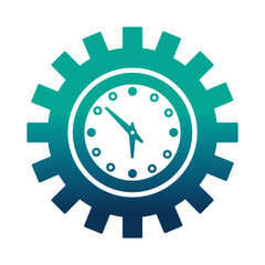 watch time in shape gear machine isolated icon