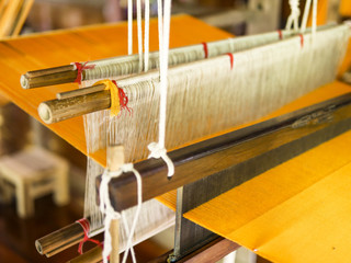 Traditional Thai wooden weaving loom machine 