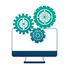 monitor computer with set gears machine