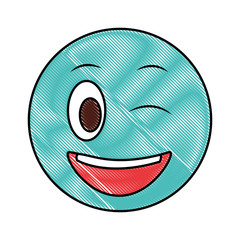 smiley big emoticon winking face drawing color image