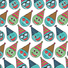birthday face emoticon party hat pattern drawing