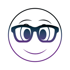 big smiley emoticon wearing glasses neon design image