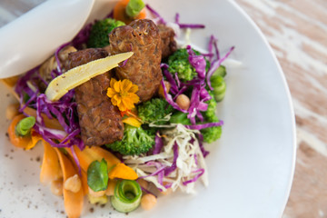Healthy vegan salad. Fitness salad. Weight loss, healthy lifestyle and eating