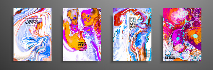 Mixture of acrylic paints. Liquid marble texture. Fluid art. Applicable for design cover, presentation, invitation, flyer, annual report, poster and business card, desing packaging. Modern artwork.