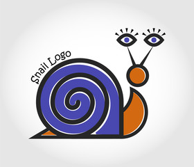 Vector line logo snail with human eyes