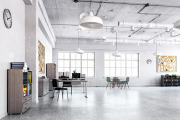 Elegant office interior. Mixed media