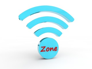 sign Wi-Fi deal and the text area is red, antenna blue color, symbol of the availability of phones and Internet for mobile devices. The idea of speed and security 3D render, isolated, white background