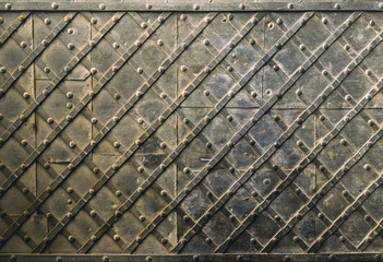 Texture of rusty perforated metal. Mockup. Background