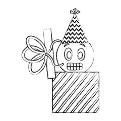 birthday emoticon grinning face gift party hat hand drawing design