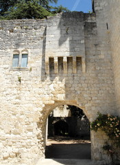 Ville d'Eymet, entrée du château, département de la Dordogne,  Périgord, France