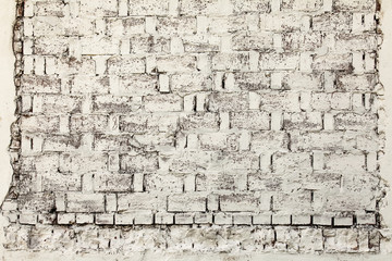 white brick wall background in rural room,