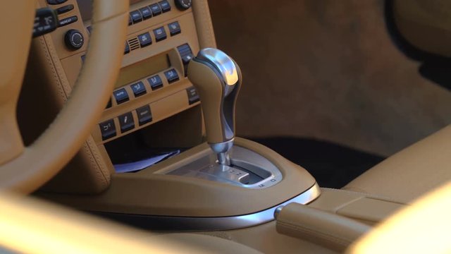 Luxury Car Cabriolet Interior view with White Leather.