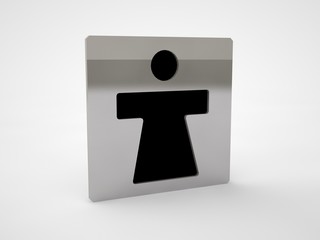 image metal plates for doors in male and female toilets. On a white background. 3D rendering