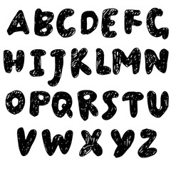 Naklejka premium Hand drawn modern dry brush lettering. Grunge style alphabet. Handwritten font. Vector illustration.