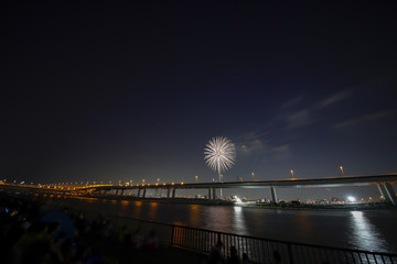 Koto fireworks display in summer of Japan