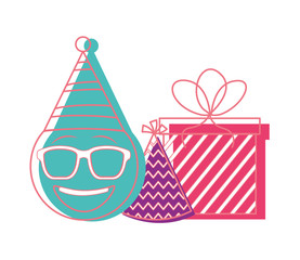 birthday emoji face glasses with party hat and gift