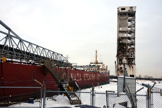 Cargo ship in Montreal harbour