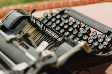 Black antique typewriter.